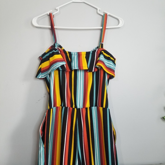 Eye Candy Juniors Med/Womens SM Ruffle Front Crepe Jumpsuit Multicolored - Picture 12 of 14